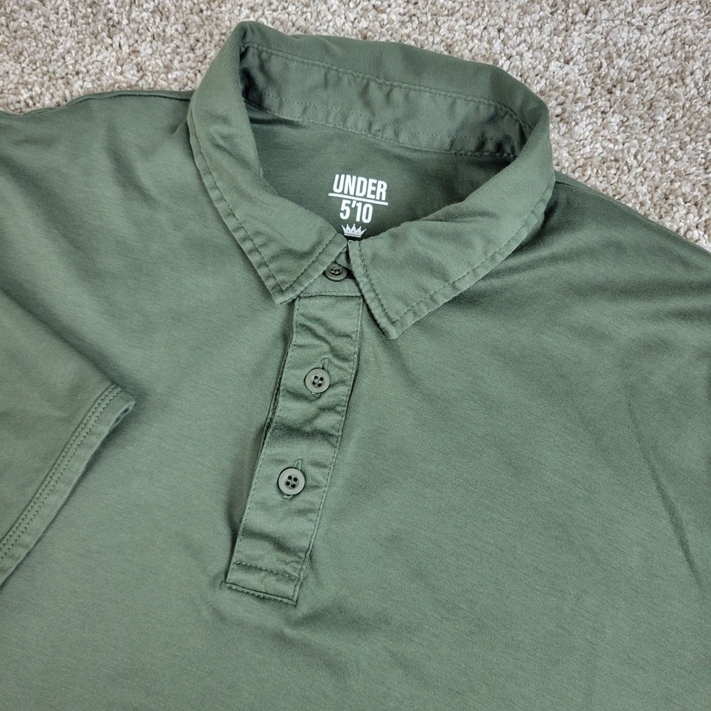 Under 510 Mens Large Solid Green Stretch Knit Polo Short Sleeve